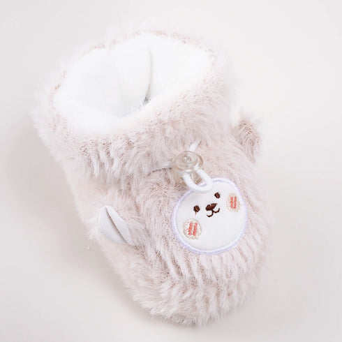 Fuzzy Bear Face Soft Sole Boots