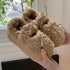 Bow-Tie Plush Platform Slippers