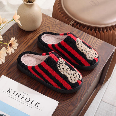 Striped Leopard Plush House Slippers