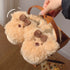 Plush Puppy Bow Home Slippers