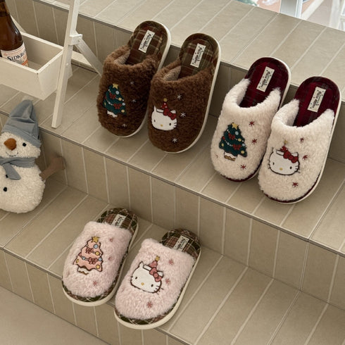 Holiday Tree Fleece House Slippers