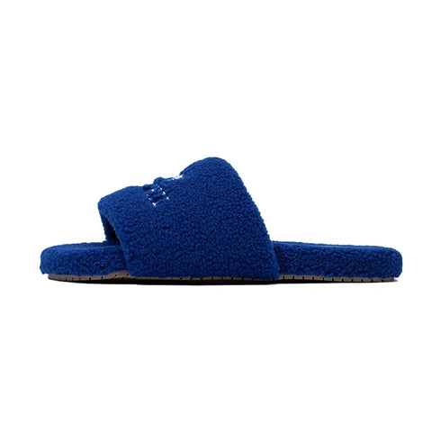 Fuzzy Crown Embroidered Lounge Slides
