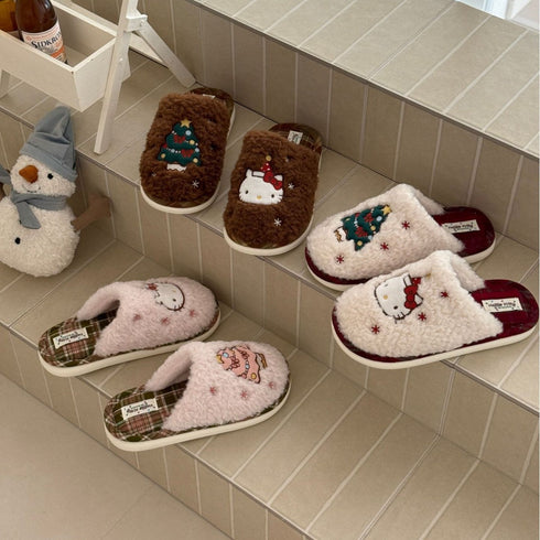 Holiday Tree Fleece House Slippers