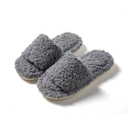 Curly Plush Open-Toe Slippers