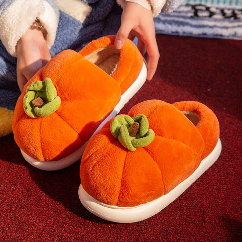 Plush Persimmon Fruit Design Slippers