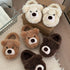 Fuzzy Teddy Bear Face Slippers