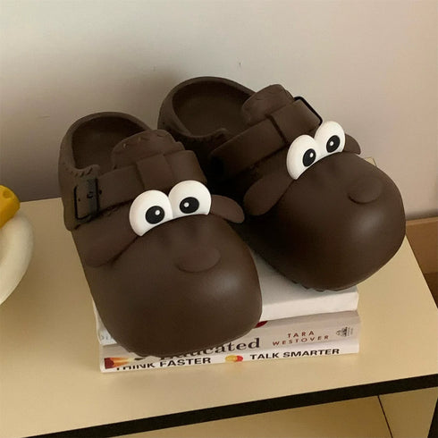 Whimsical Puppy Face Chunky Clogs