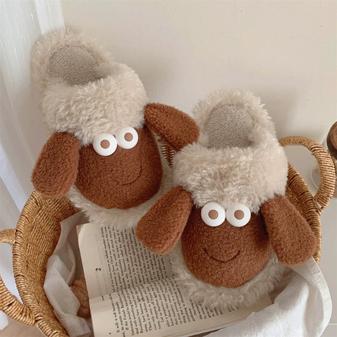 Fuzzy Sheep Character Plush Slippers