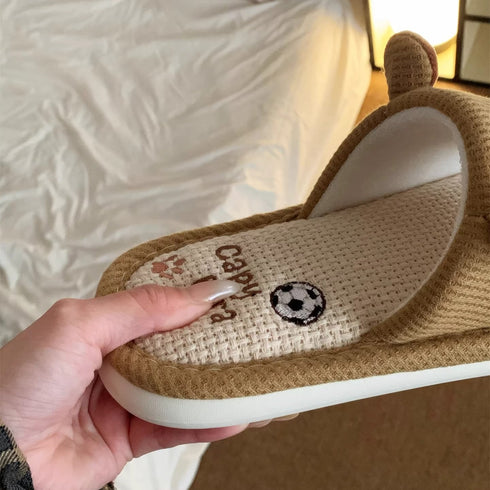 Soccer Capybara Linen Home Slippers