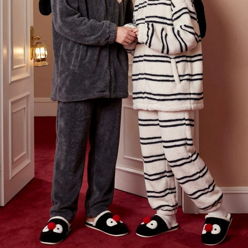 Cartoon Penguin Pompom Plush Slippers