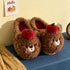 Apple Bear Plush House Slippers