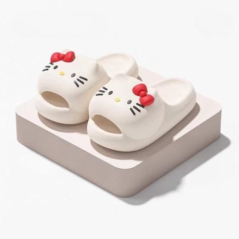 Whiskered Kitty Bow Foam Slides