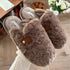 Plush Button-Tab Home Slippers