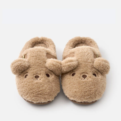 Teddy Bear Buckle Fleece Slippers