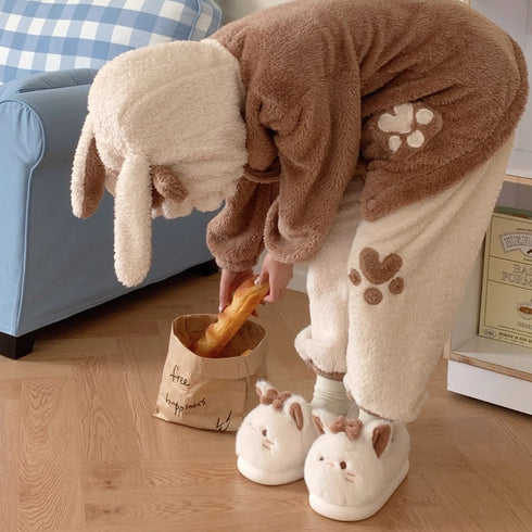 Cat Ears Bow Plush Slippers