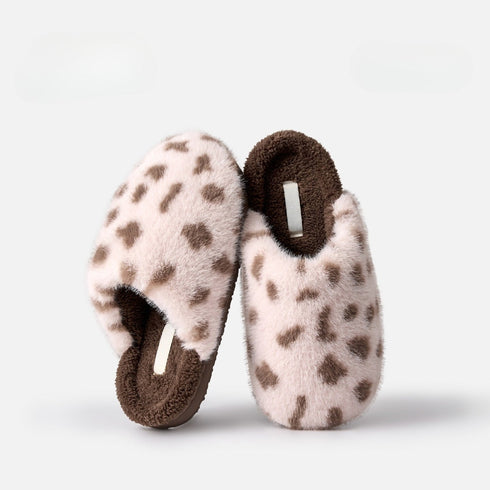 Fuzzy Spotted Indoor House Slippers