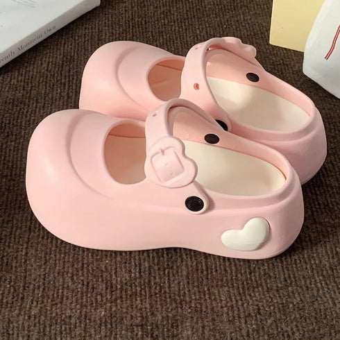 Chunky Heart Mary Jane Platform Clogs
