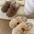 Plush Button-Tab Home Slippers