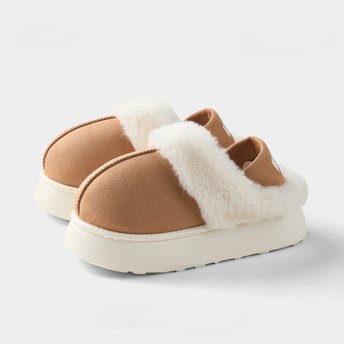 Plush Cuff Platform Slippers