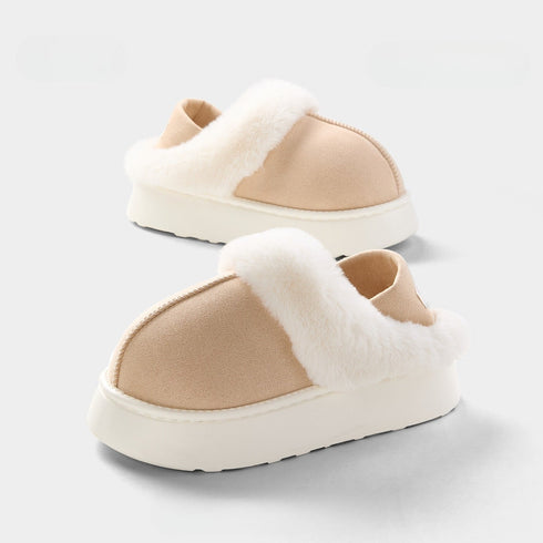 Plush Cuff Platform Slippers