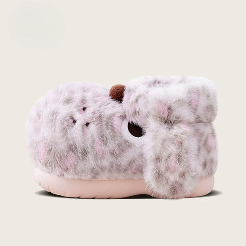 Spotted Puppy Plush Bootie Slippers