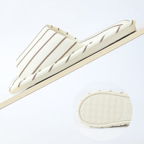 Breezy Pinstripe Linen Home Slides