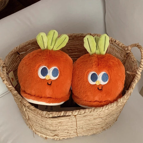 Goofy Carrot Face Plush Slippers