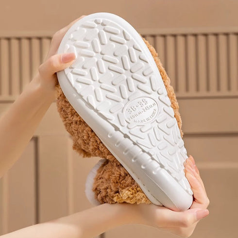 Fuzzy Teddy Bear Bootie Slippers