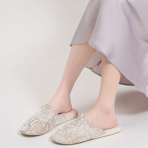 Petal-Stitch Indoor Mule Slippers