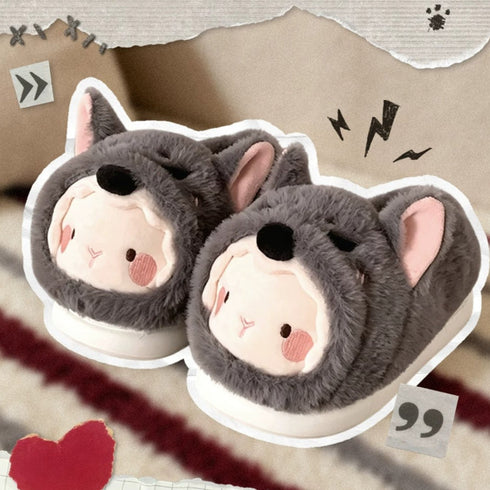 Wolf Disguised Sheep Plush Slippers