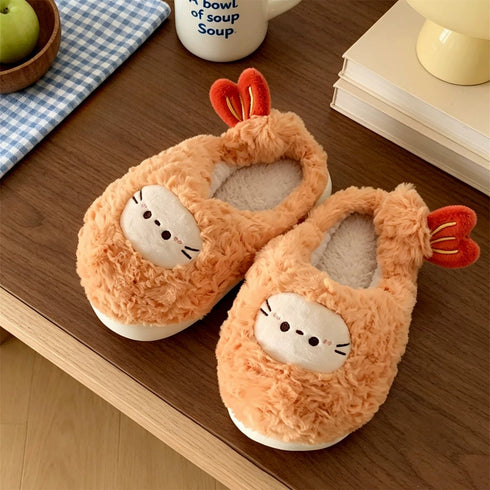 Fried Shrimp Tempura Plush Slippers