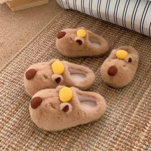 Gold-Ingot Capybara Plush Slippers