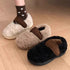 Fuzzy Two-Tone Strap Slippers