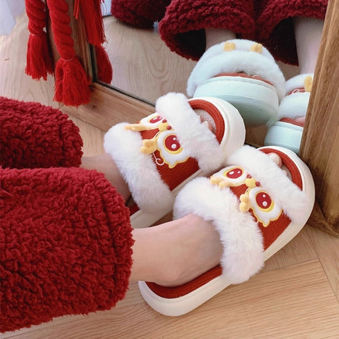 Lion Dance Plush Strap Slides
