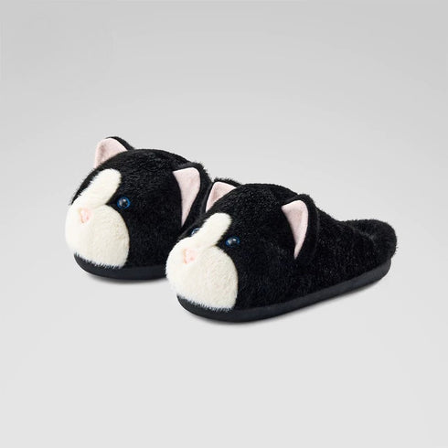 Playful Cat Face Plush Slippers