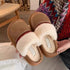 Woven Trim Fuzzy Band Slippers
