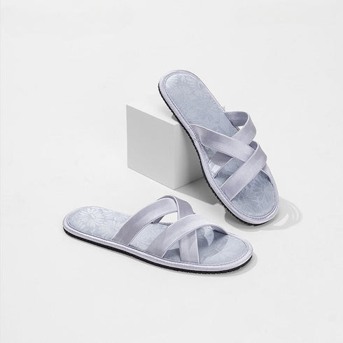 Silky Satin Cross Strap Slides