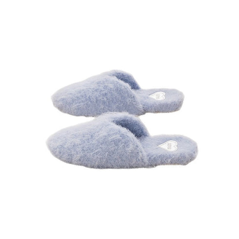 Fuzzy Heart-Patch Home Slippers