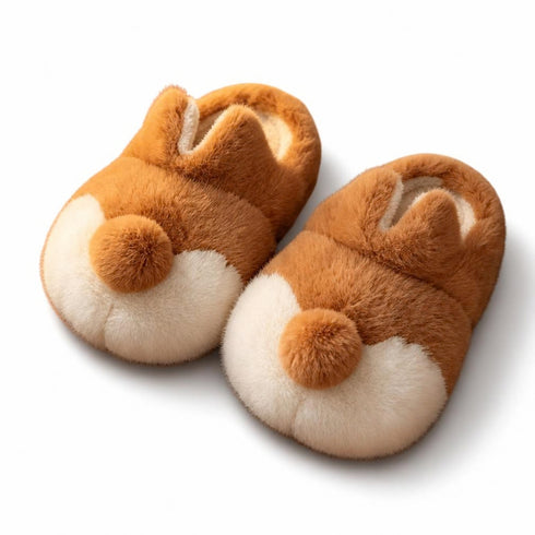 Fuzzy Corgi Butt House Slippers