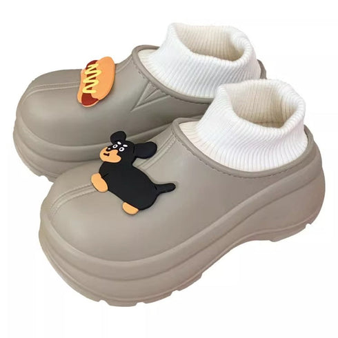 Playful Dachshund Hotdog Platform Boots
