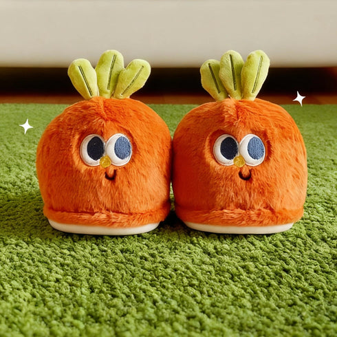Goofy Carrot Face Plush Slippers