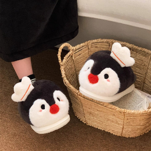 Chubby Penguin Chef Fuzzy Slippers