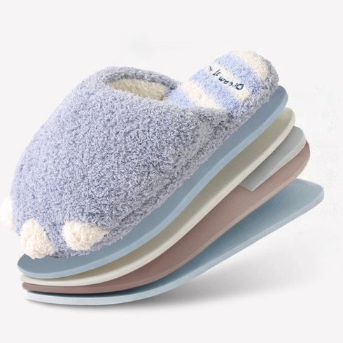 Playful Paw Design Plush Slippers