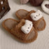 Cat Face Fuzzy Open-Toe slippers