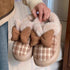 Plaid Bows Cozy Plush Slippers