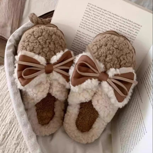 Ribbon Bow Sherpa Cloud slippers