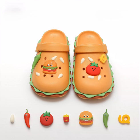 Novelty Burger Shaped Platform Clogs