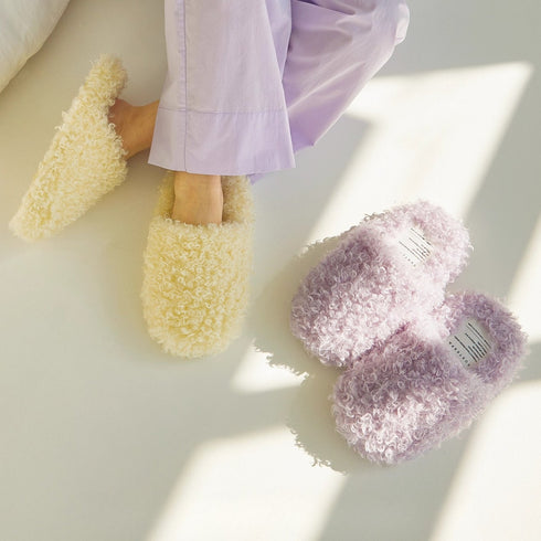 Fuzzy Curly Sherpa Cloud Slippers