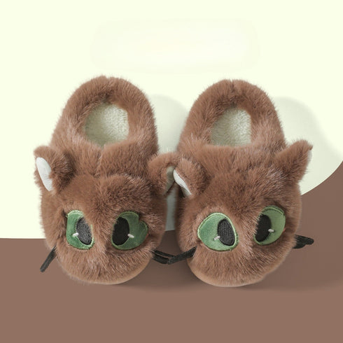 Fluffy Big Eye Kitty Slippers