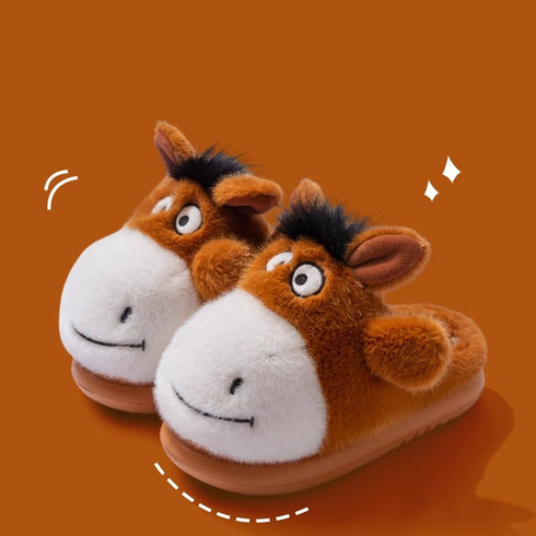 Whimsical Donkey Character Plush Slippers